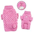 Klippo Pet Klippo Pet KSW103SZ Pink Bobble Stitch Turtleneck Sweater - Hand Knitted - Small KSW103SZ